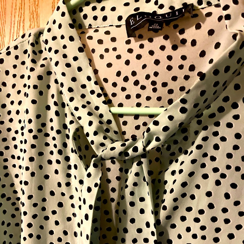 Eloquii Mint Green Tie Neck Blouse